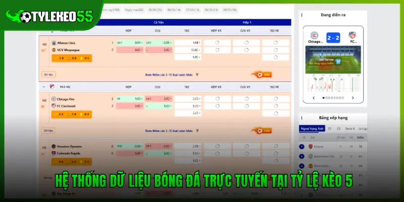 Tỷ Lệ Kèo 5 dữ liệu