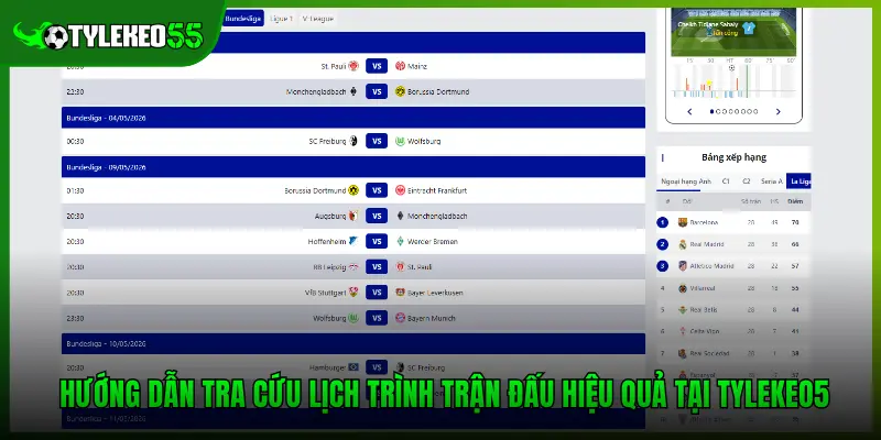 Hướng dẫn tra cứu lịch trình trận đấu hiệu quả tại Tylekeo5
